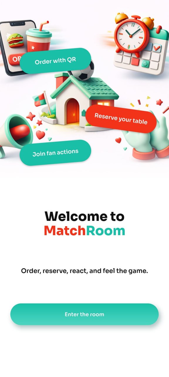 MatchRoom Live app welcome screen
